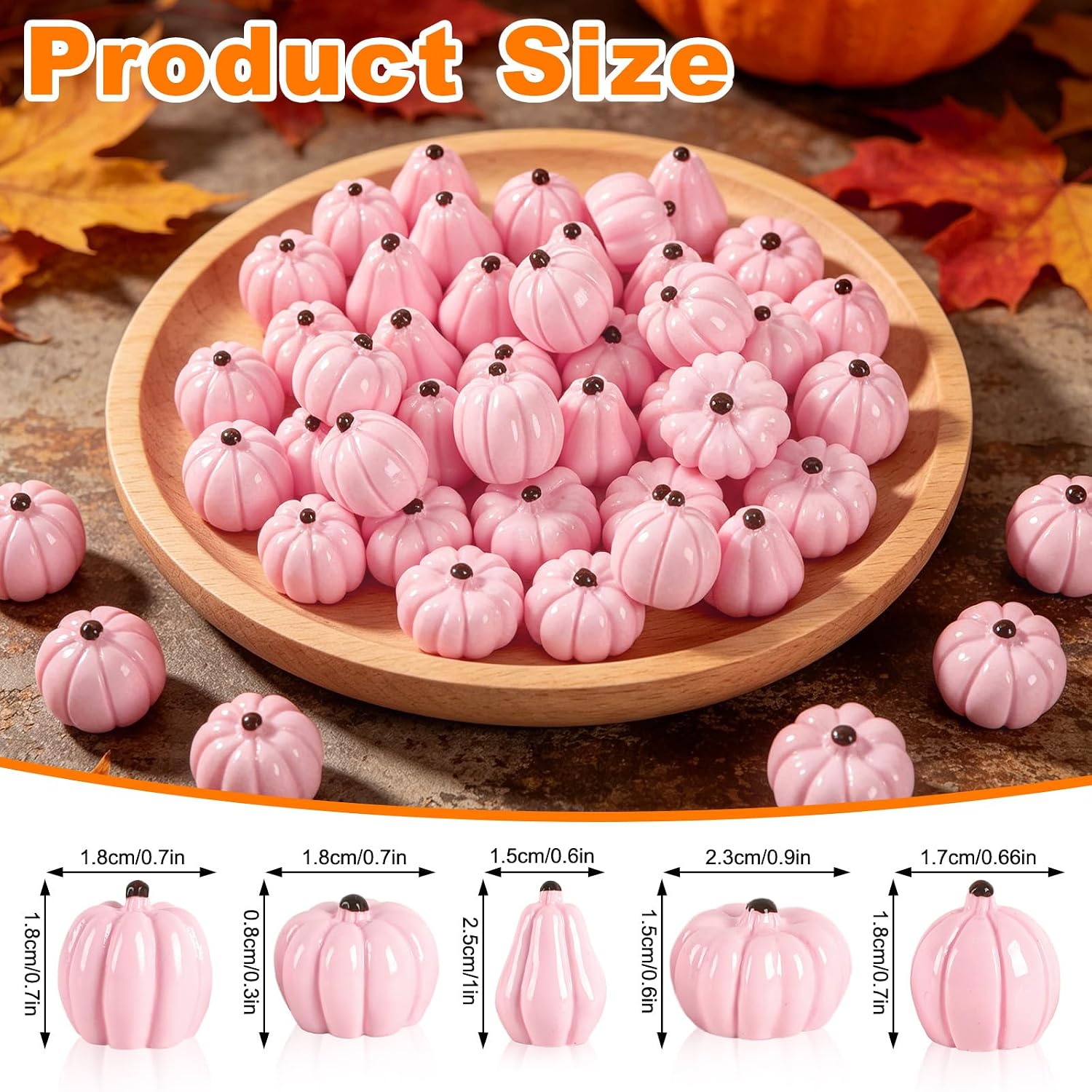 Detalle de DTOFOOT 14839 Mini Pink Resin Pumpkins, 60-Piece Set, 5 Designs