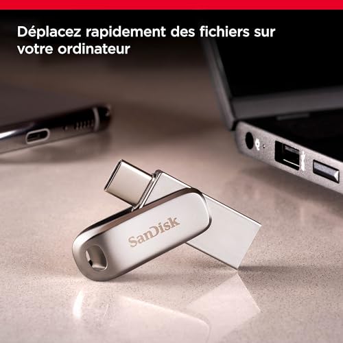 Thumbnail 3 de SanDisk Ultra Dual Drive Luxe 128 Go — Clé USB-C / USB-A réversible en métal, 400 Mo/s