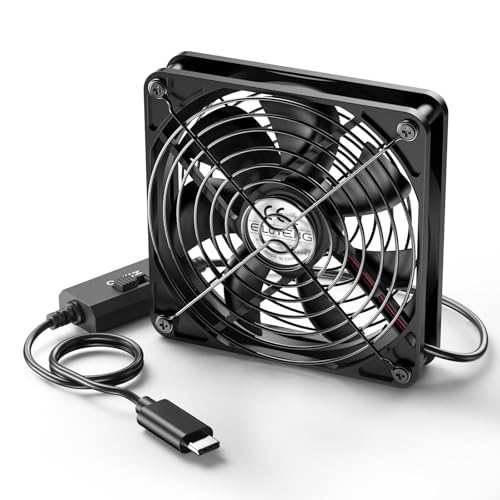 Detalle de ELUTENG 140mm USB-C Fan: 3-Speed Portable Cooling for Small Form Factors