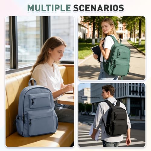 Thumbnail 1 de HYC00 Army Green 20L School Backpack for Teens – 15.6” Laptop, Anti-Theft & Water Resistant