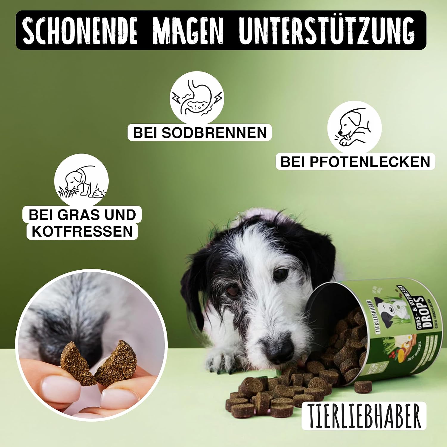 Detalle de TIERLIEBHABER Gras- & Kotfresser Drops bei Sodbrennen – 350 g, ca. 160 Drops