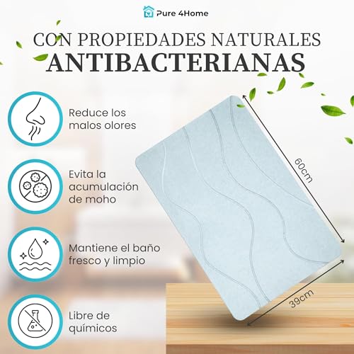 Thumbnail 2 de Pure 4Home Alfombra de diatomita para baño 60x40 (Grey Waves) secado rápido antideslizante