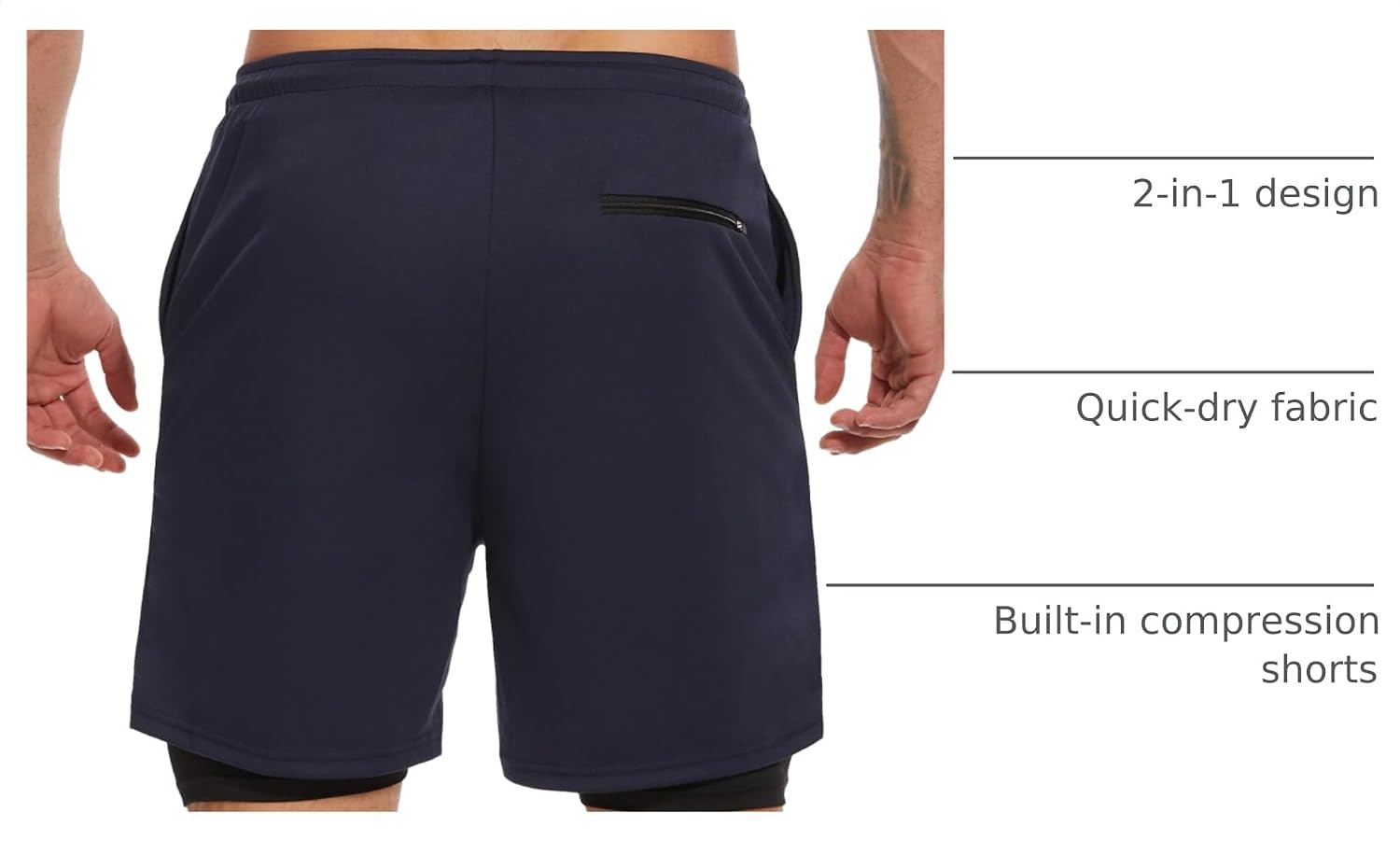Detalle de Kinglaman 4 Pack 2-in-1 Running Shorts with Liner for Men