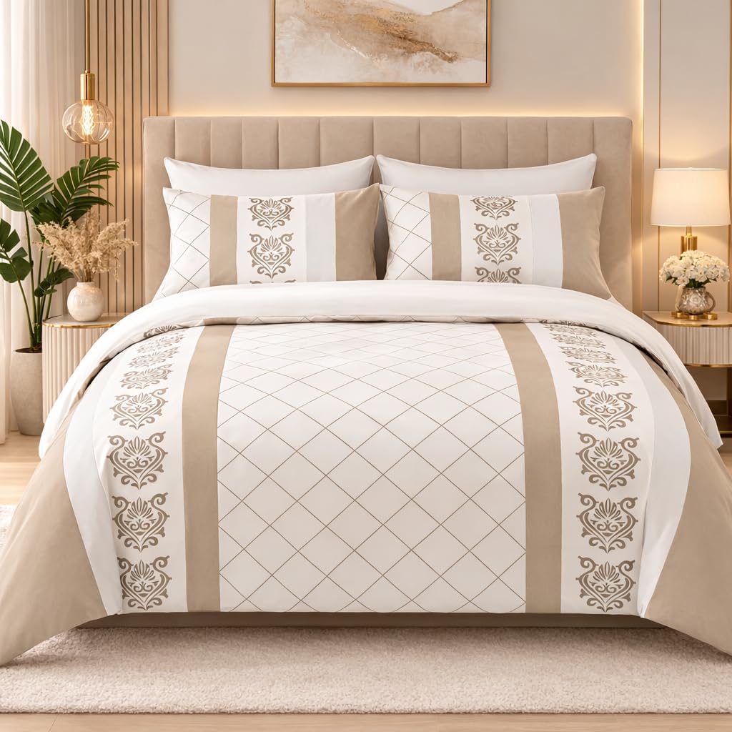 Detalle de Lazzaro Single Duvet Cover Set (135 x 200 cm) – Premium microfiber, reversible and zip-fastened