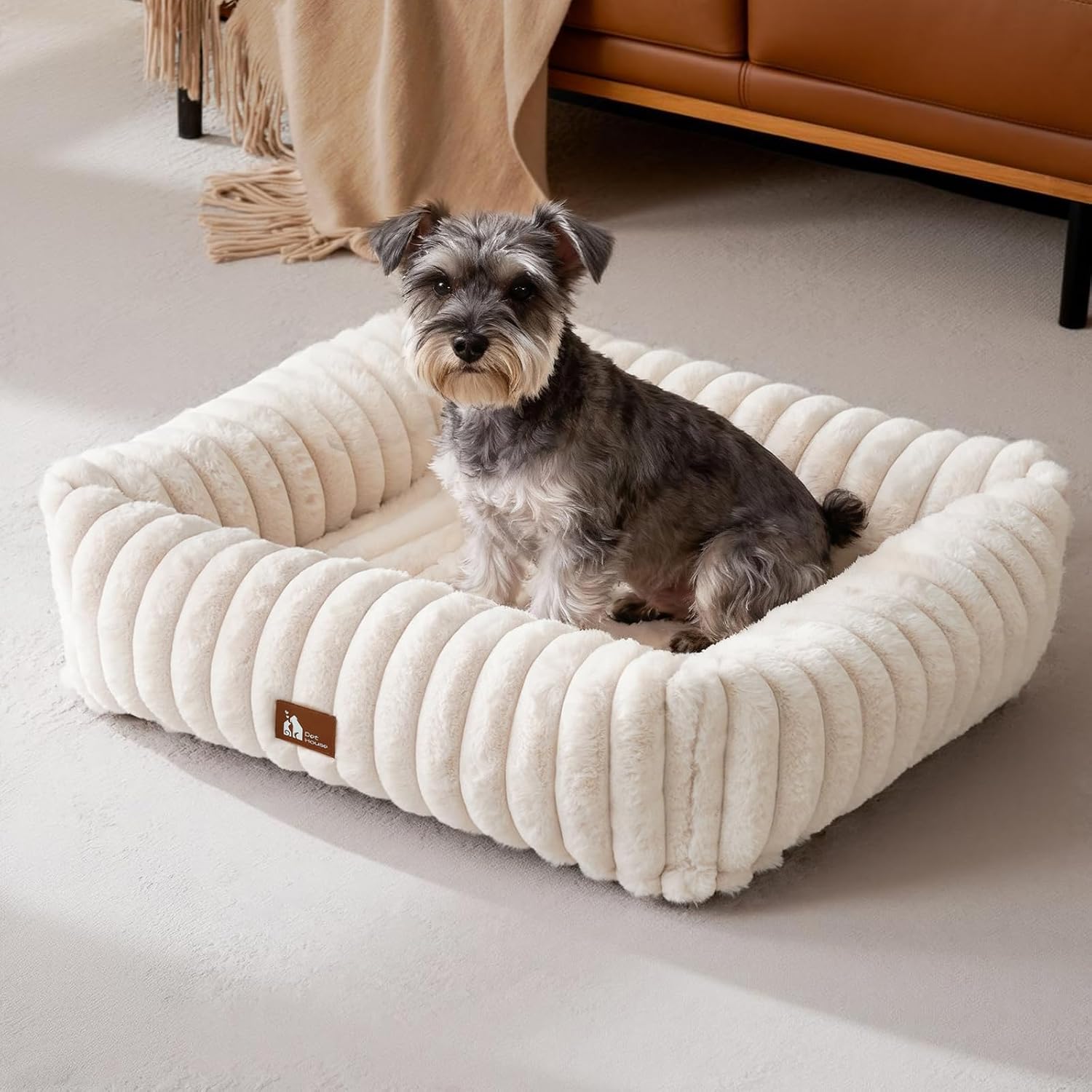 Detalle de Upvilla Luxusweicher Hundekorb – Hundebett mittelgroße Hunde (76 × 61 × 20 cm) mit abnehmbarer, waschbarer Matte