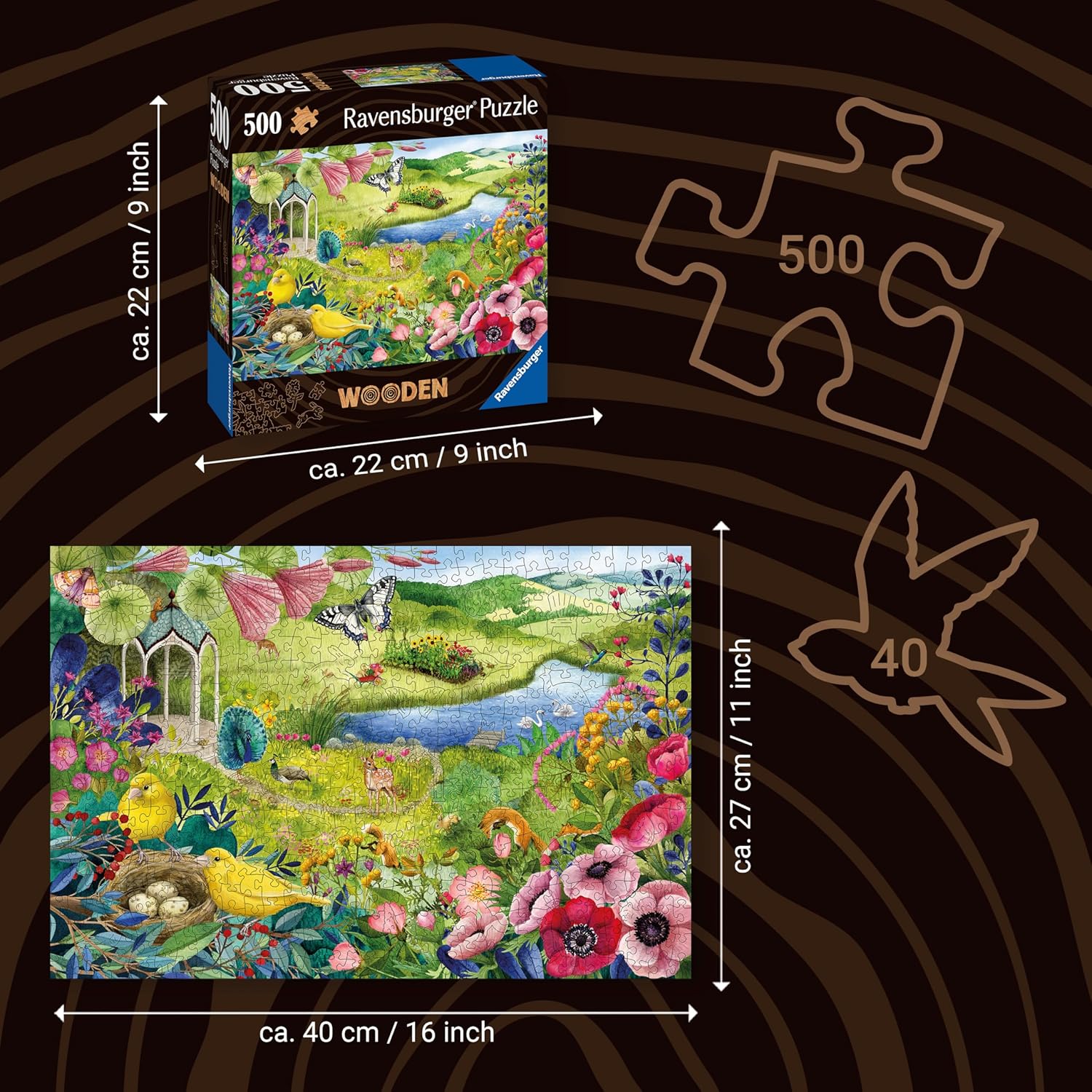 Thumbnail 4 de Ravensburger – Puzzle en bois Jardin de la Nature (500 pièces) avec 40 figurines en bois