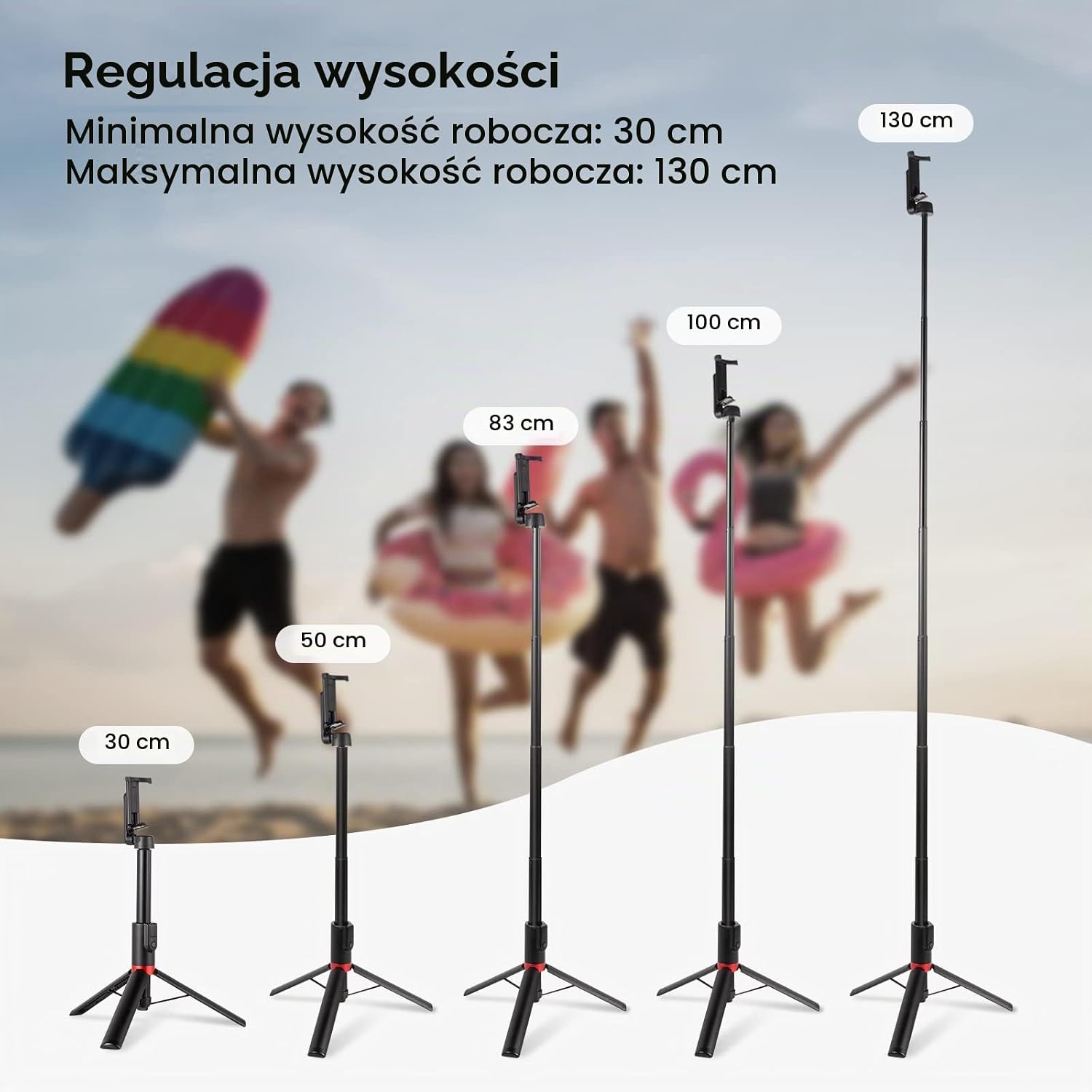 Detalle 2 de SMALLRIG ST20 3375B / 3375-CF – statyw selfie 130 cm z pilotem Bluetooth