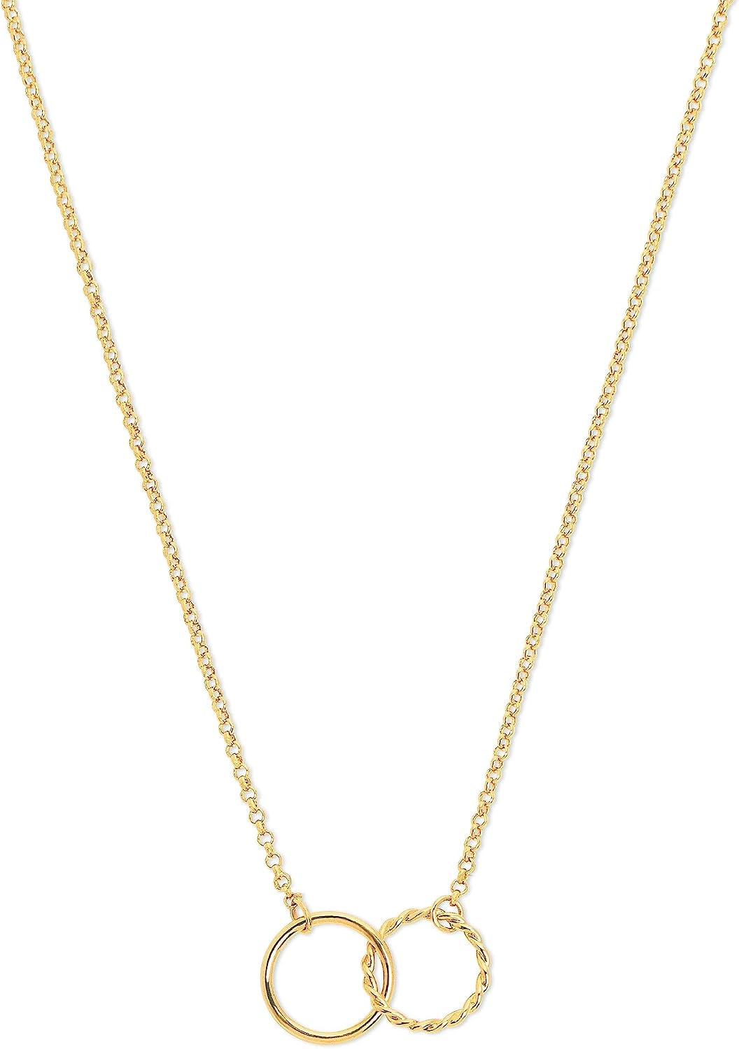 Detalle 2 de SINGULARU Collana Circles Twist – Pendente con Cerchi in ottone placcato Rodio 18Kt, lunghezza regolabile