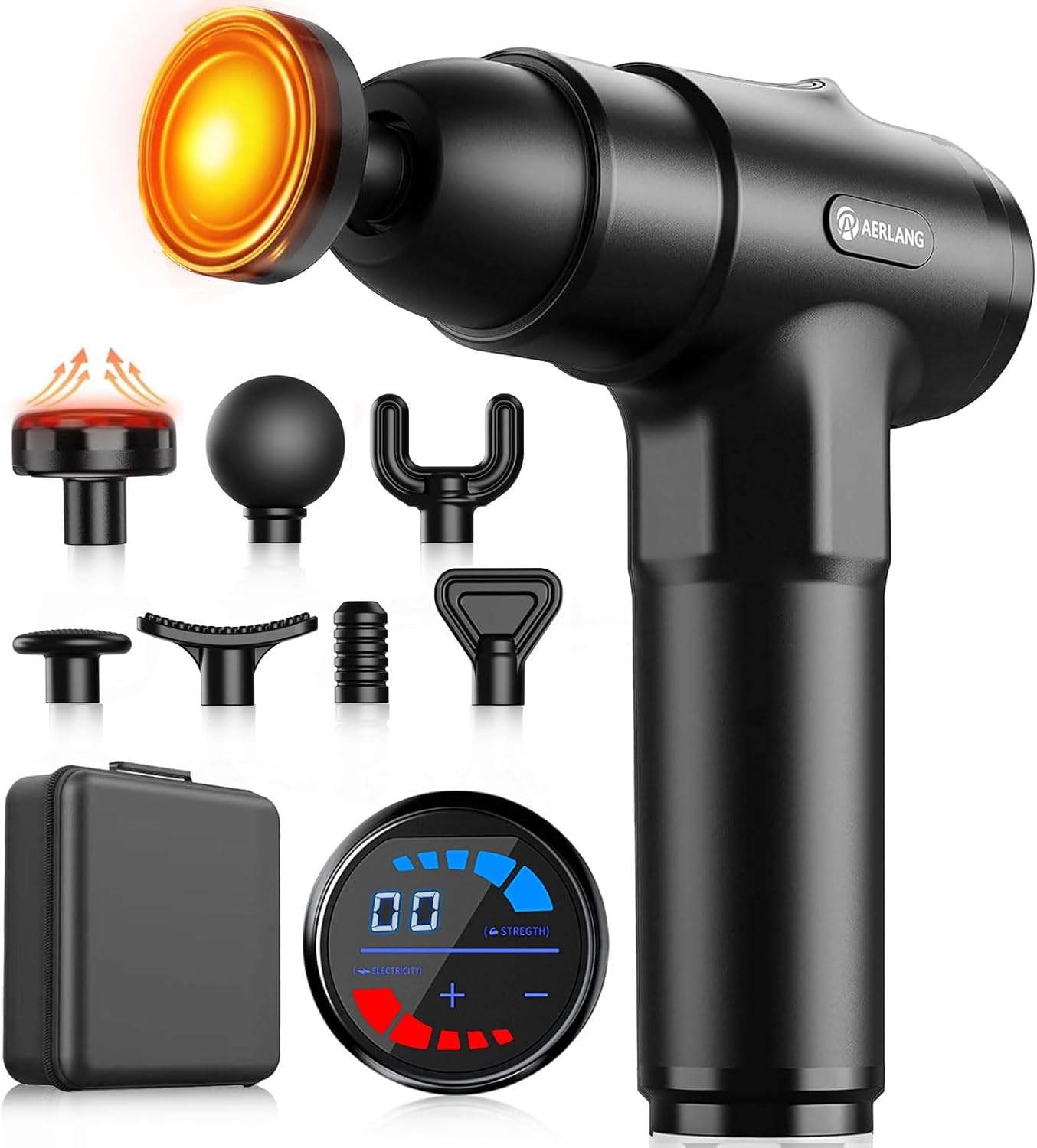 Detalle de AERLANG Pistola de Masaje Muscular con Calor 20 Velocidades
