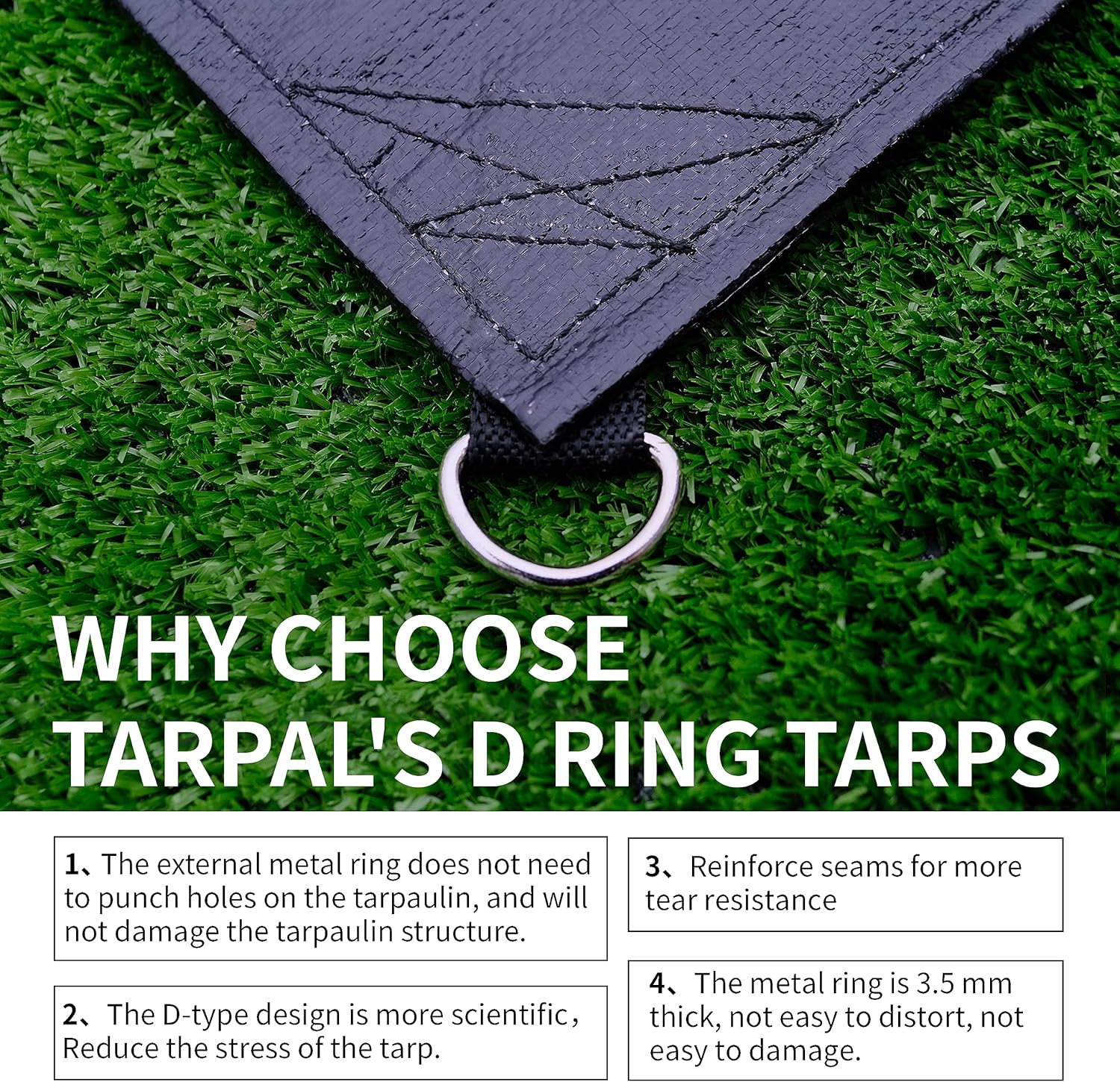 Thumbnail 1 de TARPAL Tarp 10x12 Feet: Heavy Duty 14mil D-Ring Waterproof Tarp with Triangular Reinforced Edges