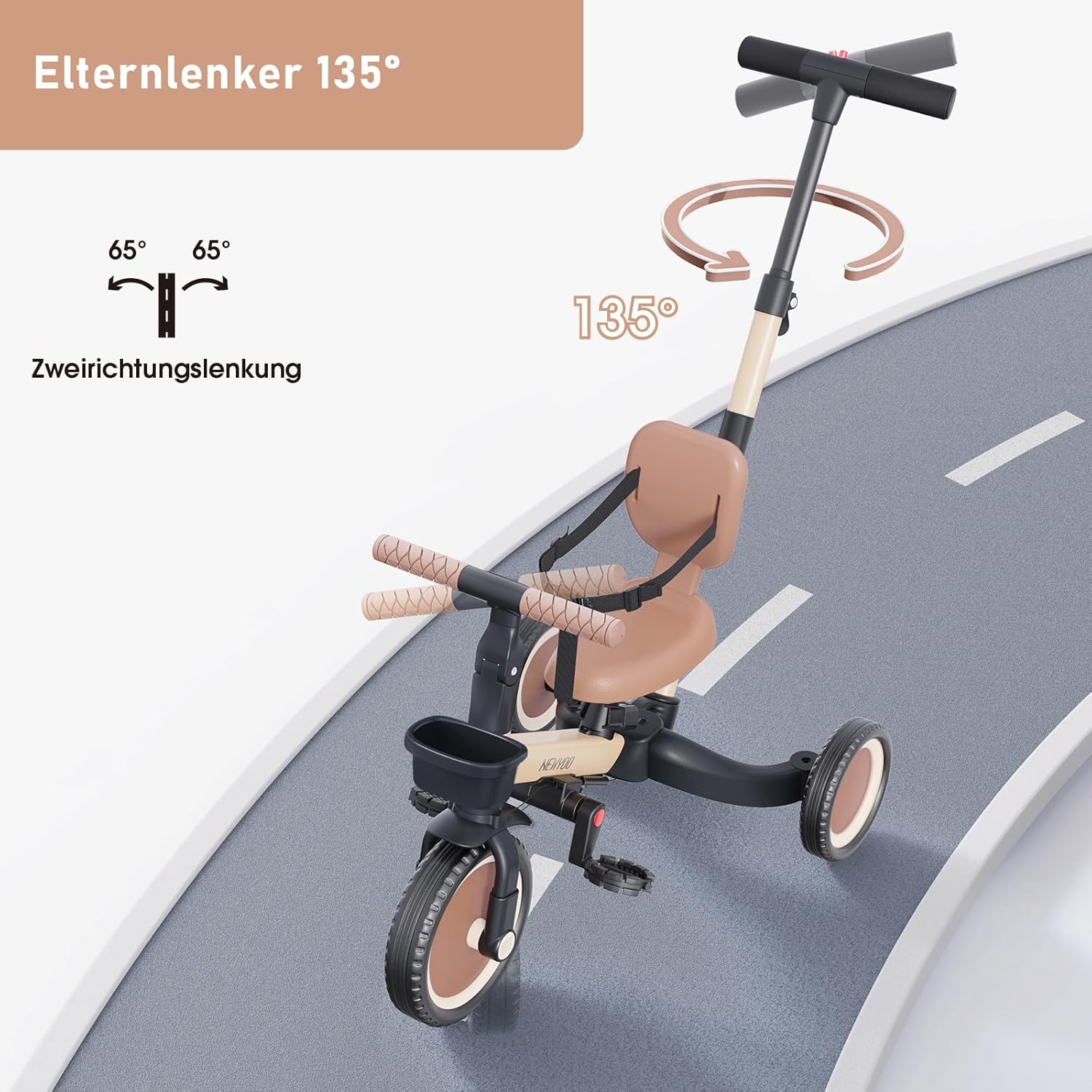Thumbnail 4 de newyoo Kleinkinder-Dreirad mit Schiebegriff – 5-in-1 Kinderfahrrad für 1–3 Jahre
