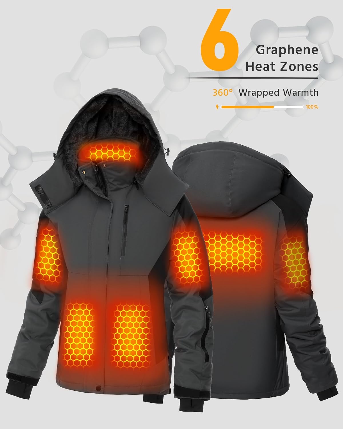 Detalle 2 de Wulcea RTAX-018A Graphene Heated Jacket for Women, 12V, 18,400mAh