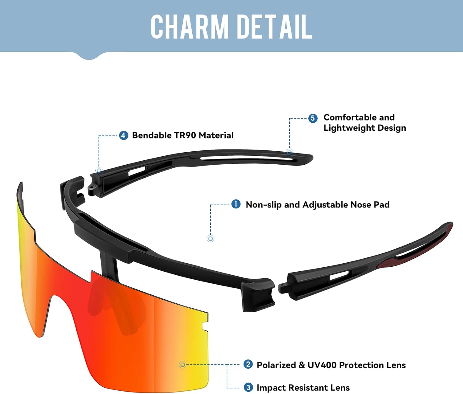 Thumbnail 2 de konqkin Cycling Glasses – Polarised UV400 Protection for Outdoor Sports