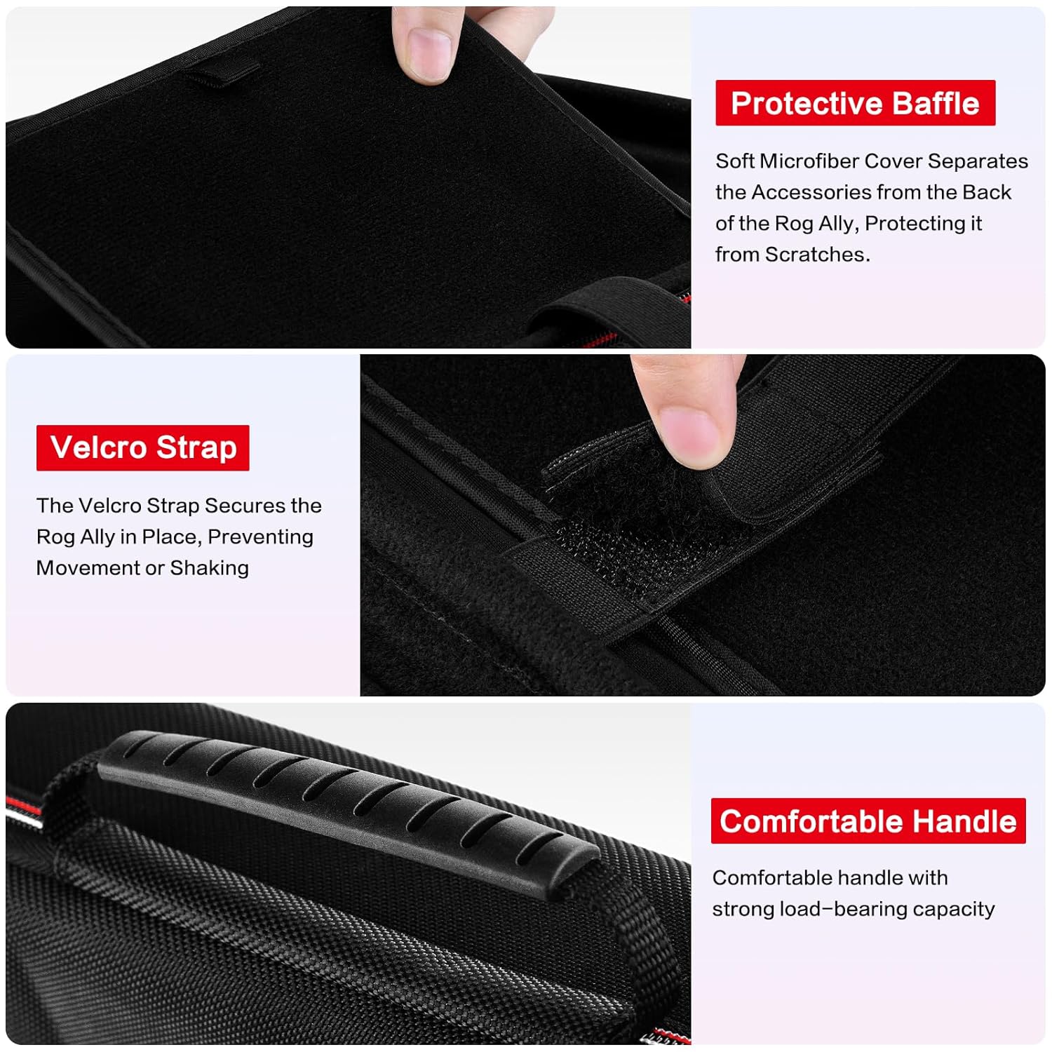 Detalle de ivoler Tasche für ASUS ROG Ally X / ROG Ally / Nintendo Switch 2 – harte Schale, 7 Gamekarten, Hartschalen-Tragetasche (schwarz)