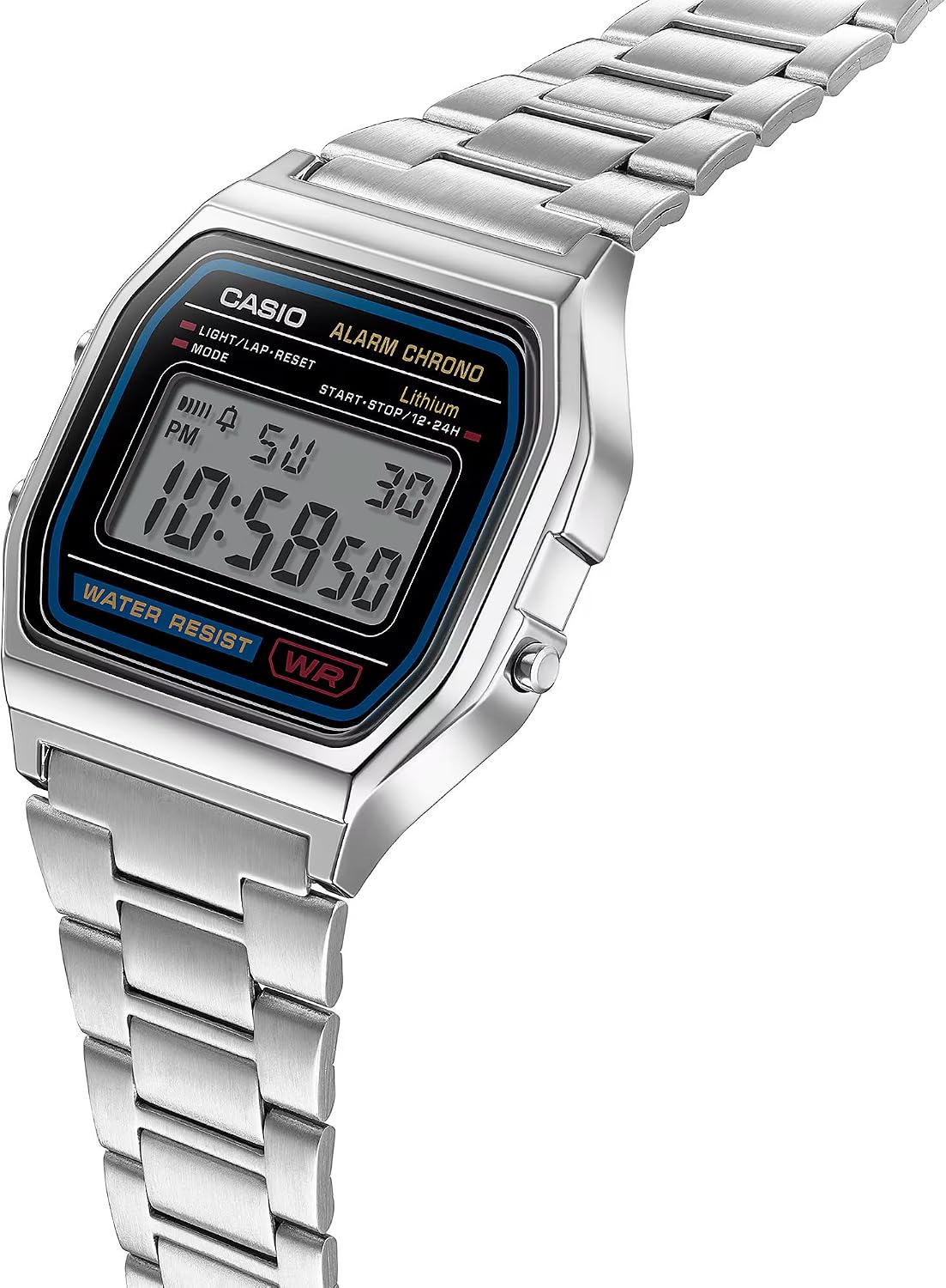 Thumbnail 1 de Casio A158WA Series Unisex Digital Watch — Silver/Black, Vintage Style