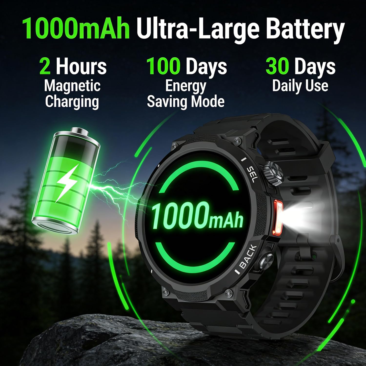 Thumbnail 1 de Invens Smart Watch for Men with Answer/Make Call, 1.53-inch Fitness Watch (IP68, 1000mAh, SpO2, 150+ Sports)
