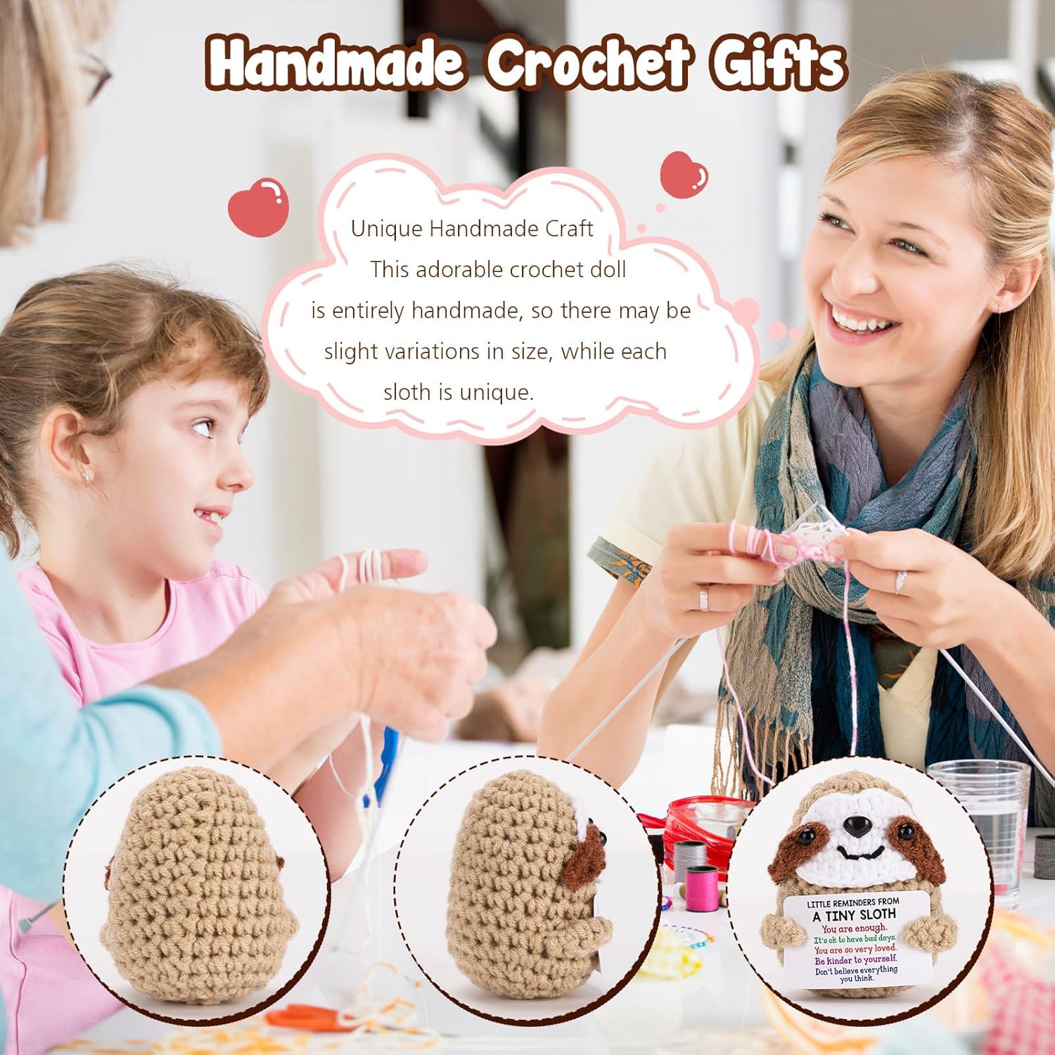 Detalle de ALUNME Crochet Sloth Stocking Stuffer – Inspirational Gift for Women