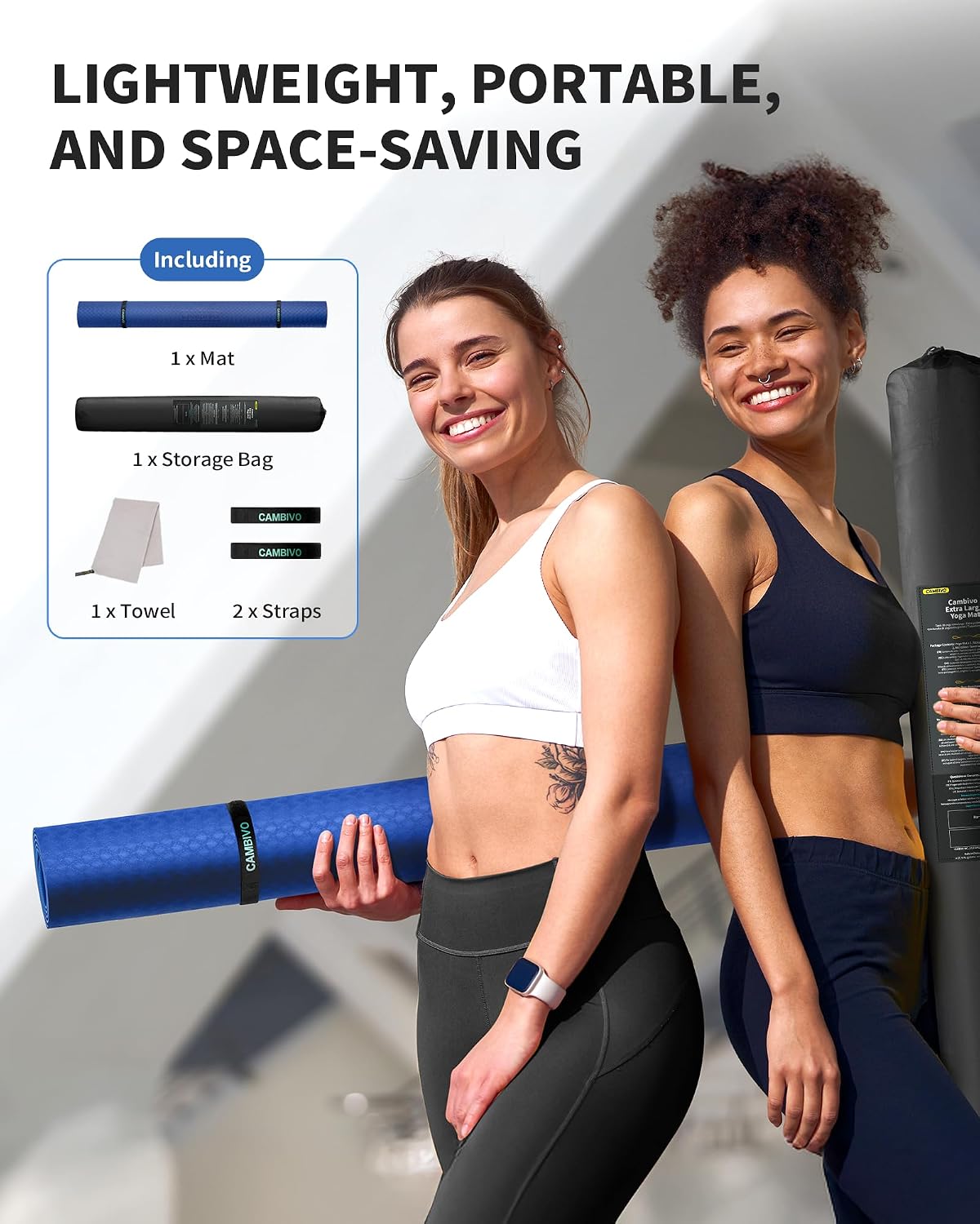 Detalle 2 de CAMBIVO 72" x 48" Large TPE Yoga Mat with 0.24" Cushioning