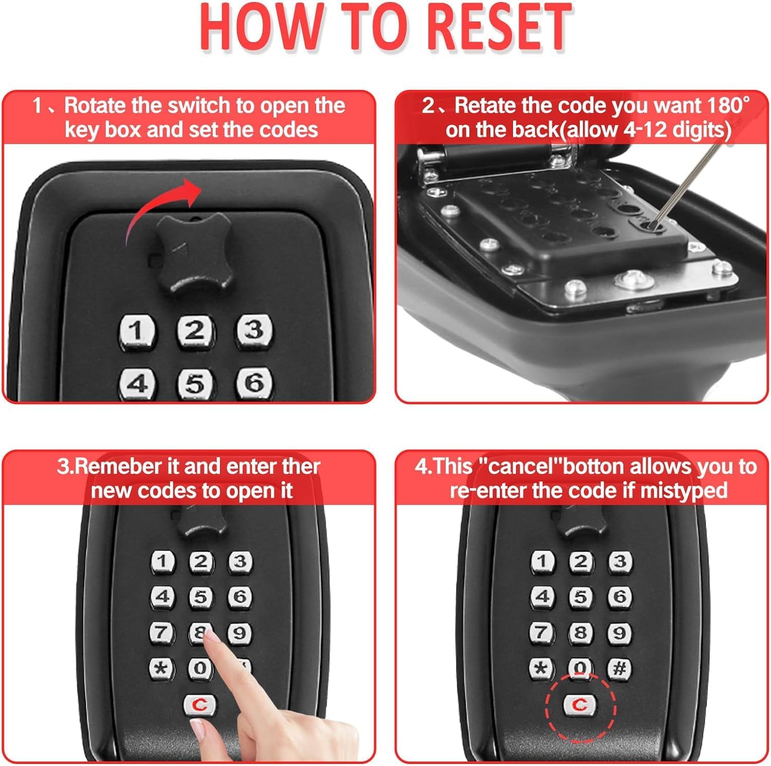 Thumbnail 6 de Gekufa Key Safe Outdoor 12-Digit Lockbox