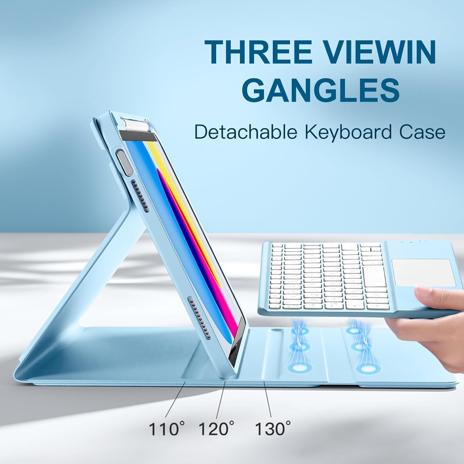 Thumbnail 4 de Vobafe Keyboard Case for A16 11th Gen & iPad 10th Gen (11/10.9-inch) – LightBlue with Detachable Keyboard and Trackpad