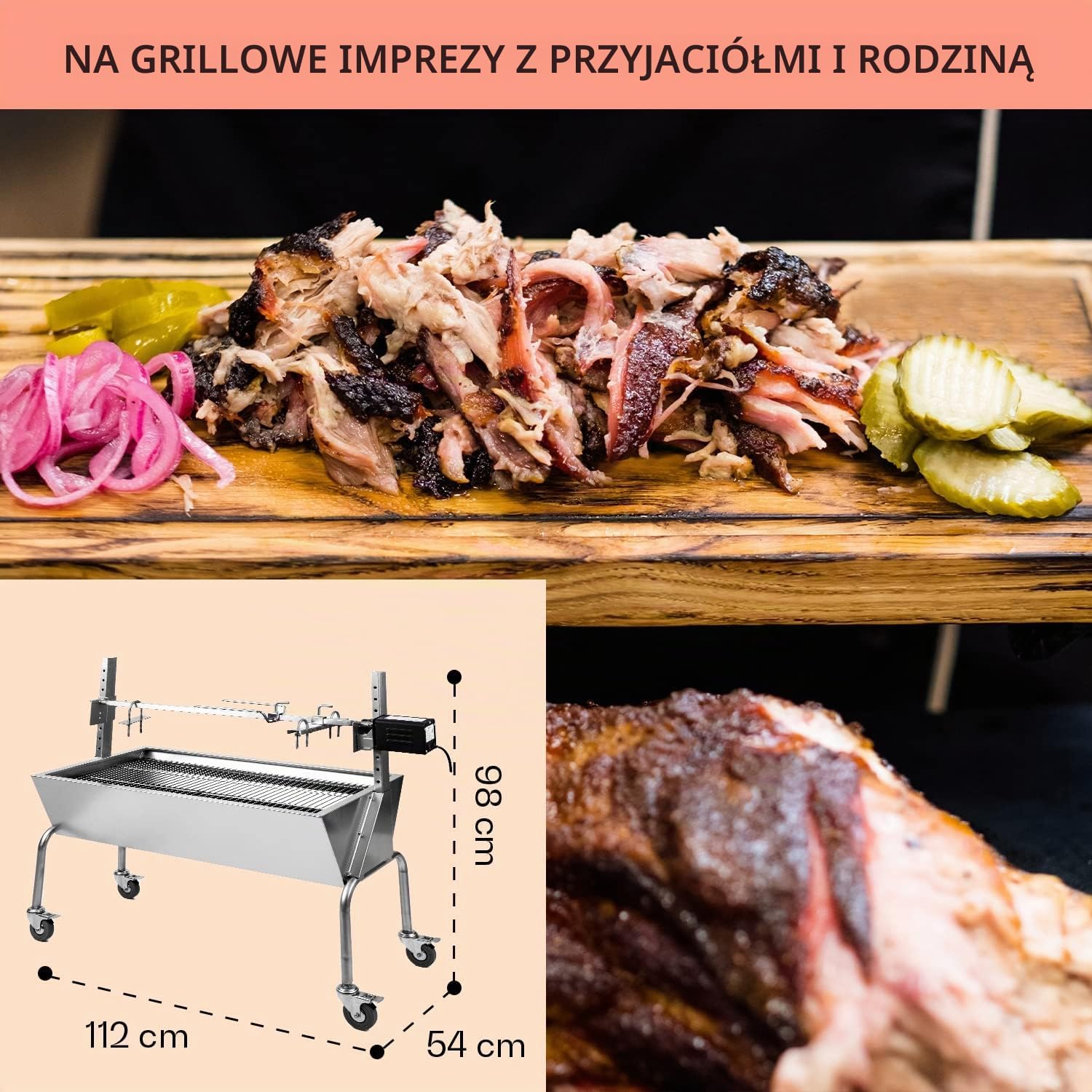 Thumbnail 6 de OneConcept GQ8-SAUENLAND – grill węglowy 2 w 1 z rożnem i silnikiem