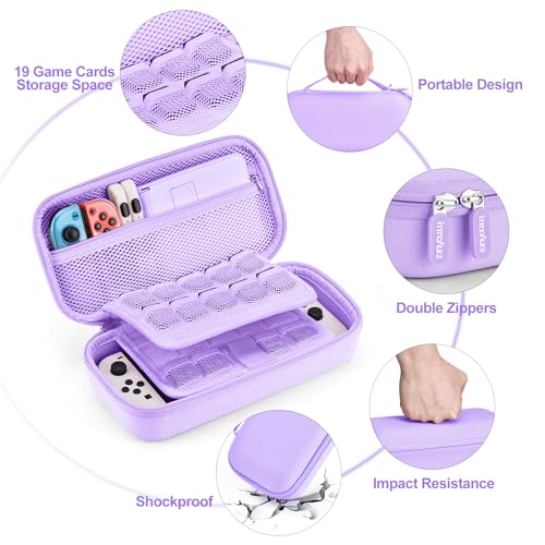 Thumbnail 6 de innoAura Paquete de Accesorios NS Switch OLED - Funda 18 en 1 Carcasa de Juegos de Switch, Protector de Pantalla, Soporte Grips de Mando de Switch,Púrpura