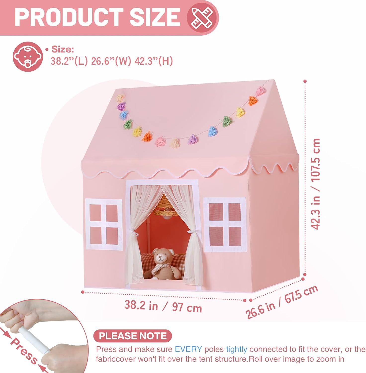 Detalle 2 de Senodeer Kids Play Tent with Star Lights 🎪