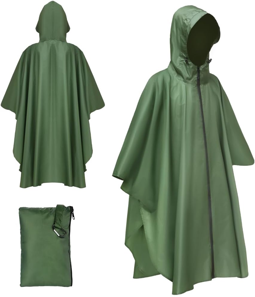 Detalle 2 de Vicloon regenponcho voor volwassenen met capuchon en reflecterende strepen