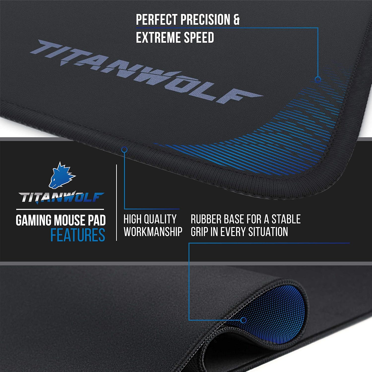Thumbnail 5 de TITANWOLF XXL Speed Gaming Mouse Pad 900 x 400 mm