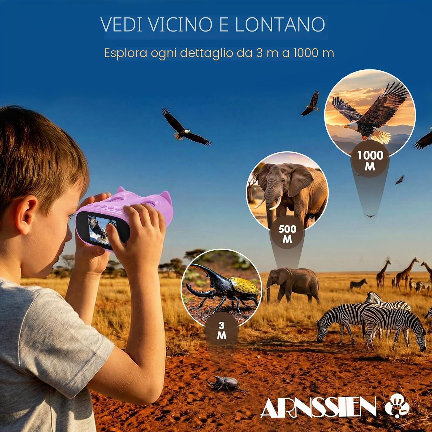 Thumbnail 3 de ARNSSIEN 2 in 1 Microscopio Bambini e Telescopio: 1000x e 10x per esplorare micro e macro