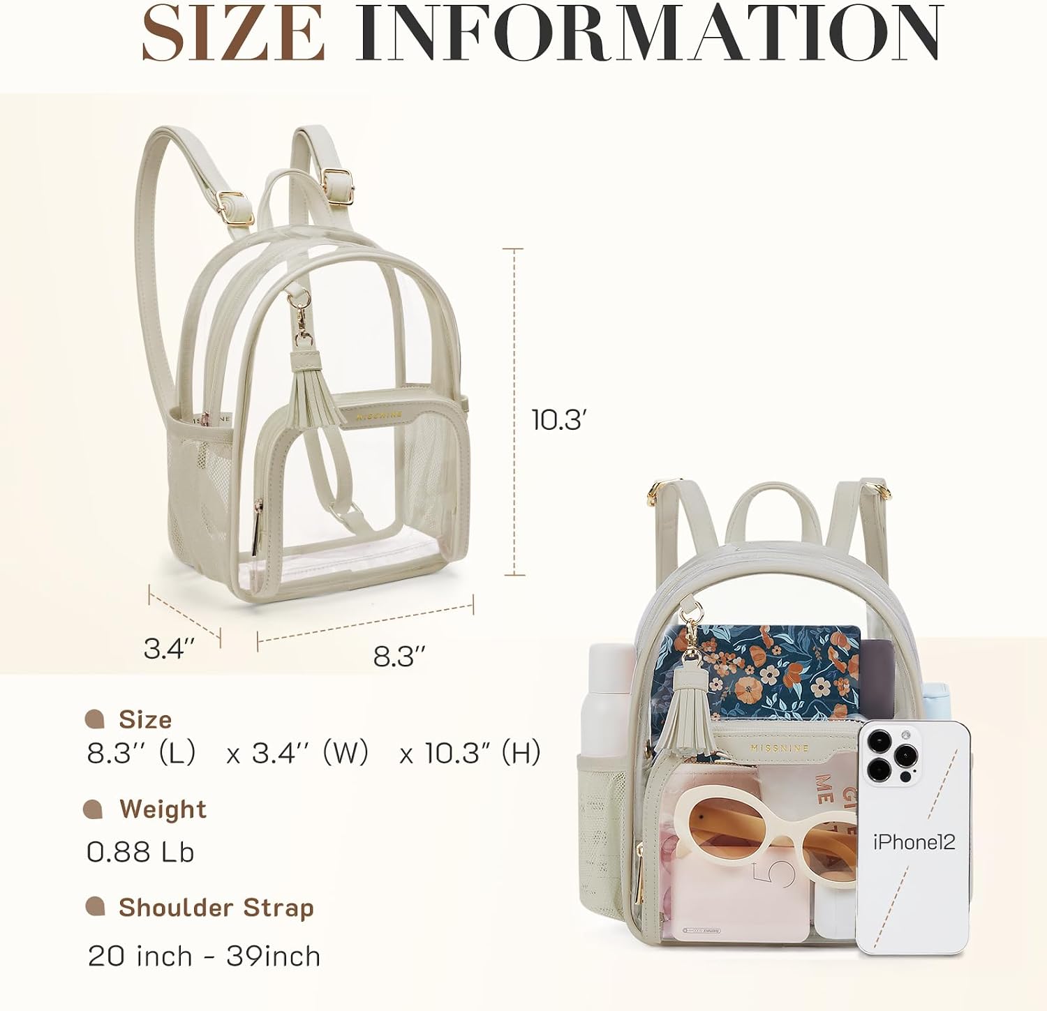 Detalle 2 de Missnine Clear Backpack, 0.5mm PVC