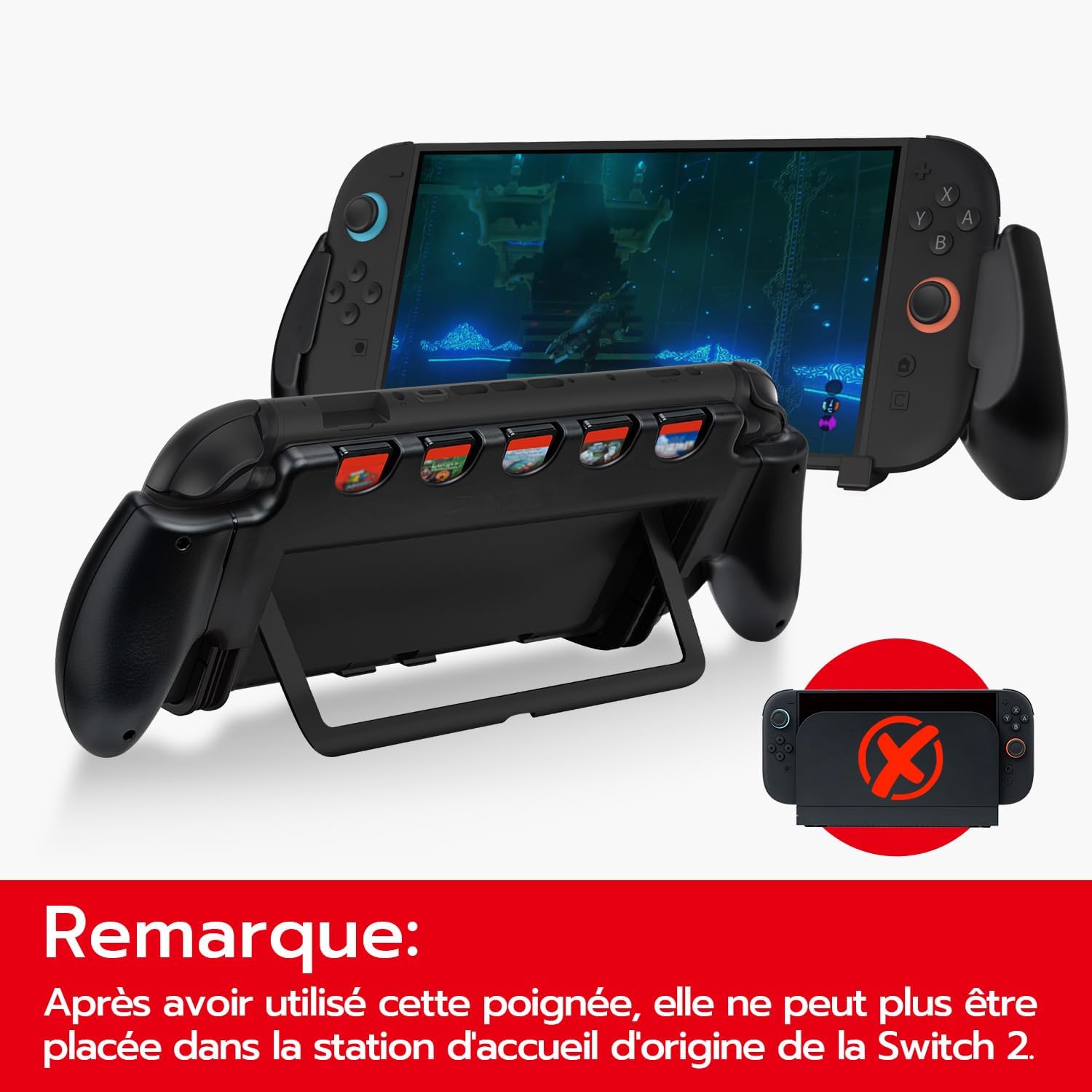 Thumbnail 2 de Mcbazel Poignée de console pour Nintendo Switch 2 avec 5 emplacements pour cartes de jeu