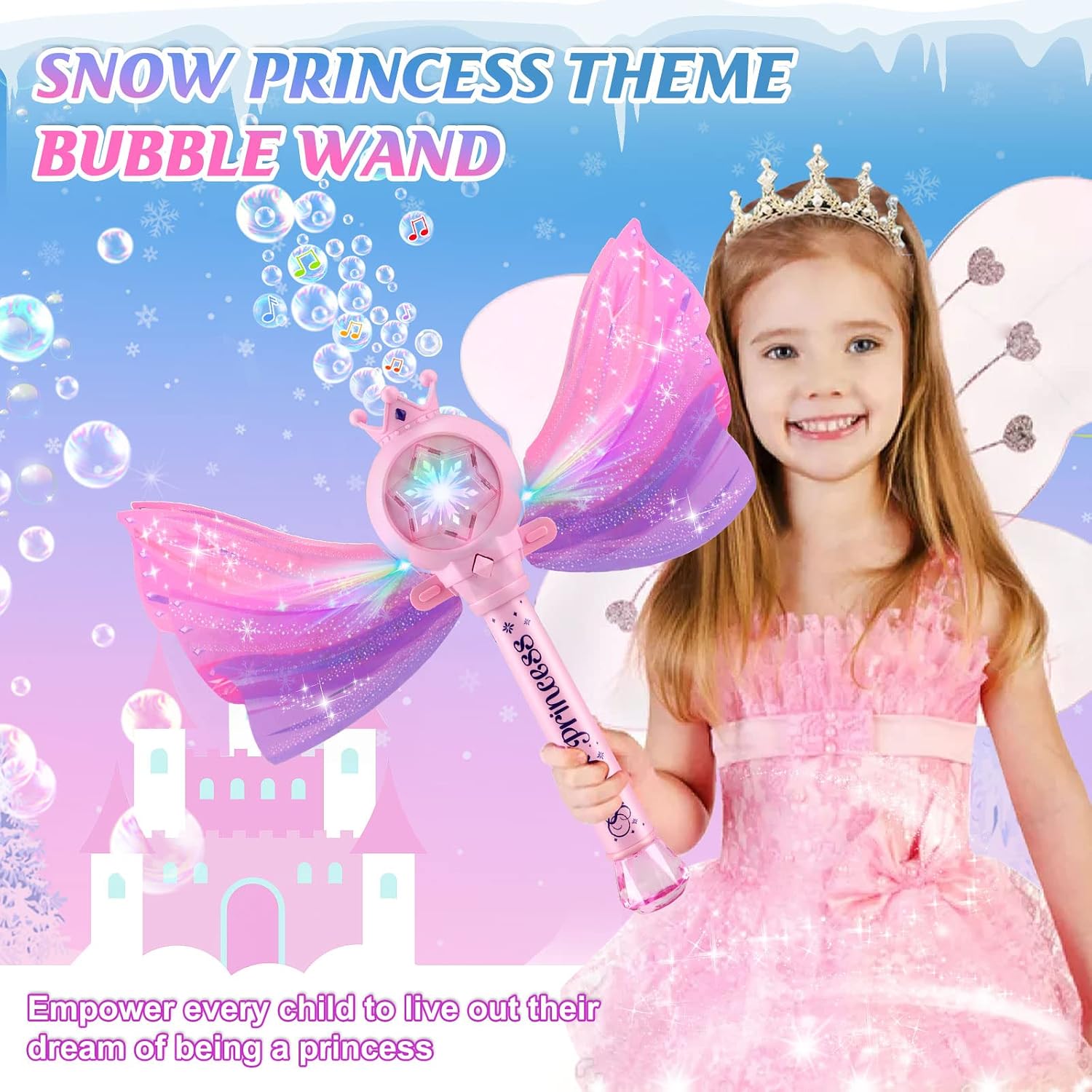 Detalle de Britik Bubble Wand for Kids (3-8 Years): Light, Music, and Fairy Tale Fun