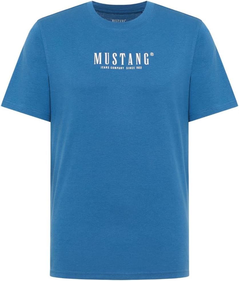 Detalle de Mustang Herren Style Austin T-Shirt – Lässiger Schnitt, Bio-Baumwolle, Rundhalsausschnitt