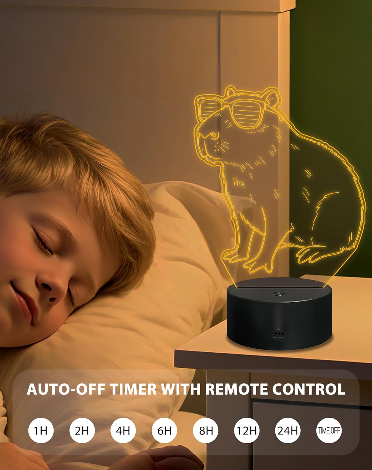 Thumbnail 4 de Magiclux Capybara Night Light with Touch & Remote, USB LED Acrylic Panel