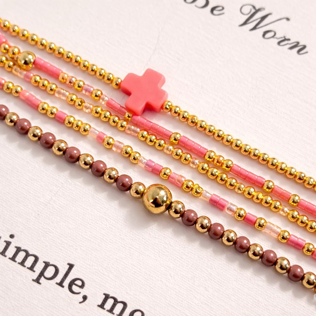 Detalle de EQUBIO Cross Bracelet Stack, 14K Gold-Plated