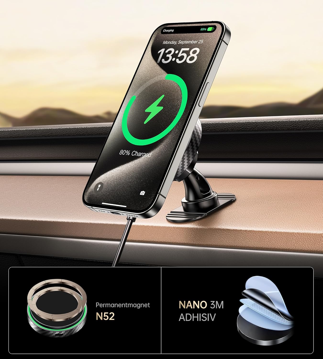 Thumbnail 3 de GuMosh Qi2 Caricatore Wireless Auto MagSafe per iPhone