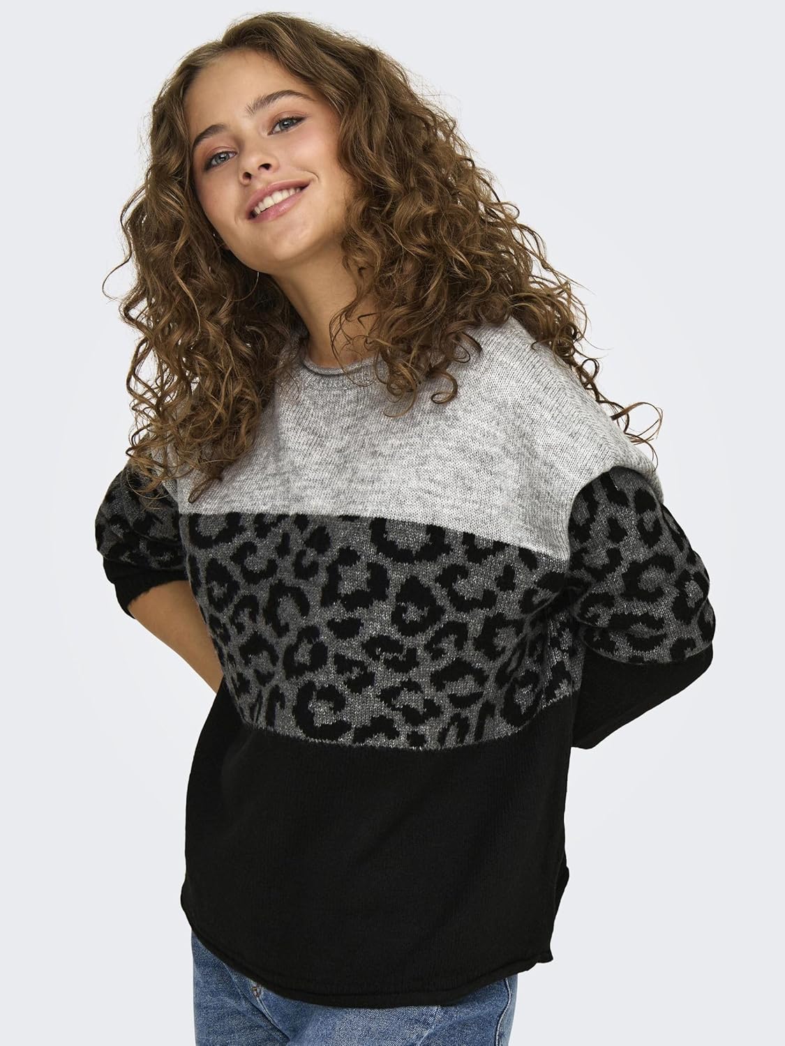 Thumbnail 5 de Pull femme Only Onljade Animal col rond en maille, manches à épaules tombantes