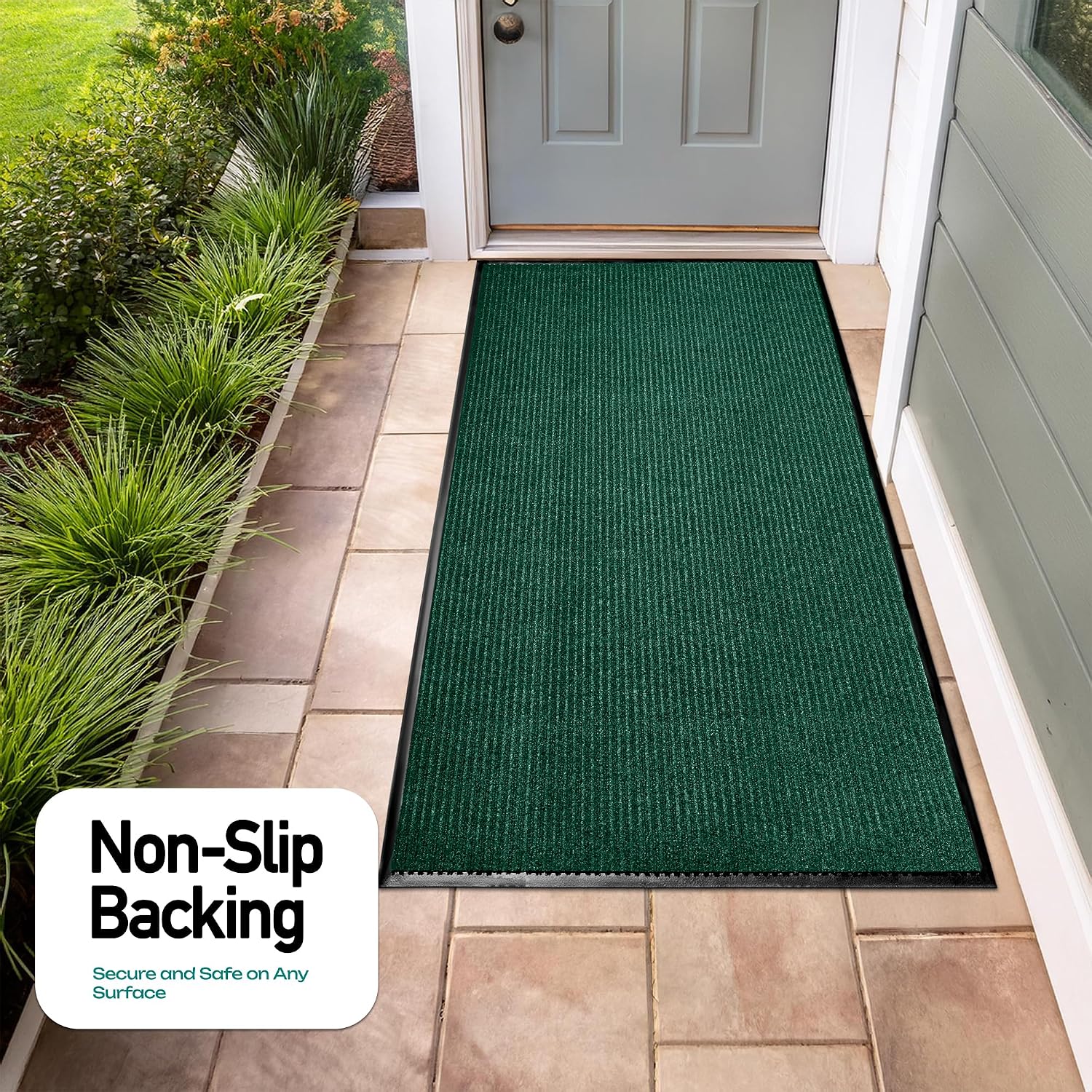 Thumbnail 5 de LuxUrux Striped Green 4 x 10 Feet Door Mat, Waterproof, Low-Profile Runner