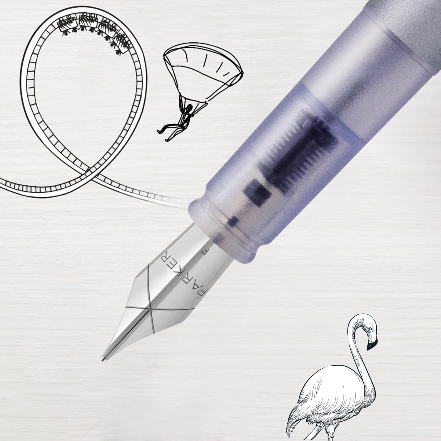 Detalle de Parker Vector XL Fountain Pen with Metallic Silver-Blue Lacquer