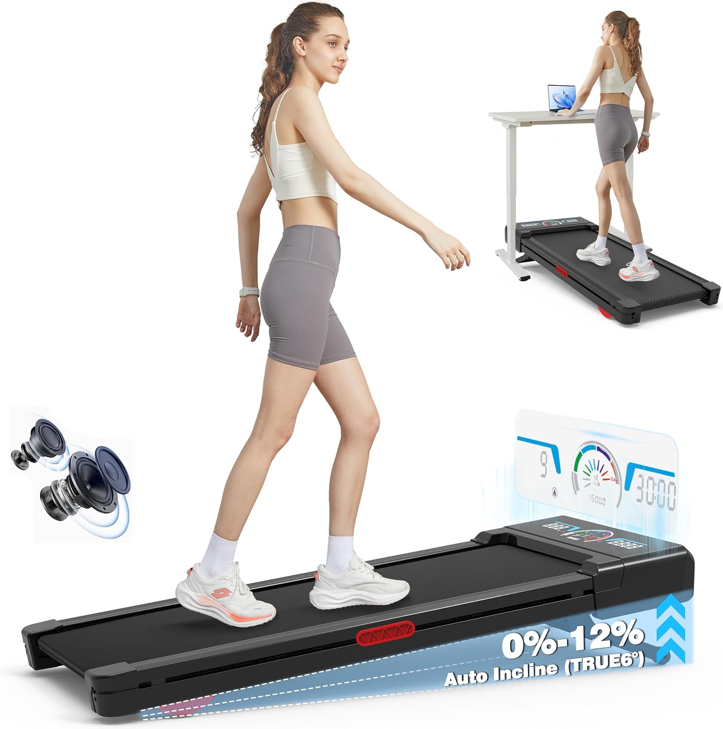 Detalle de TRAILVIBER X01 Walking Pad Treadmill with 12% Auto Incline and Bluetooth