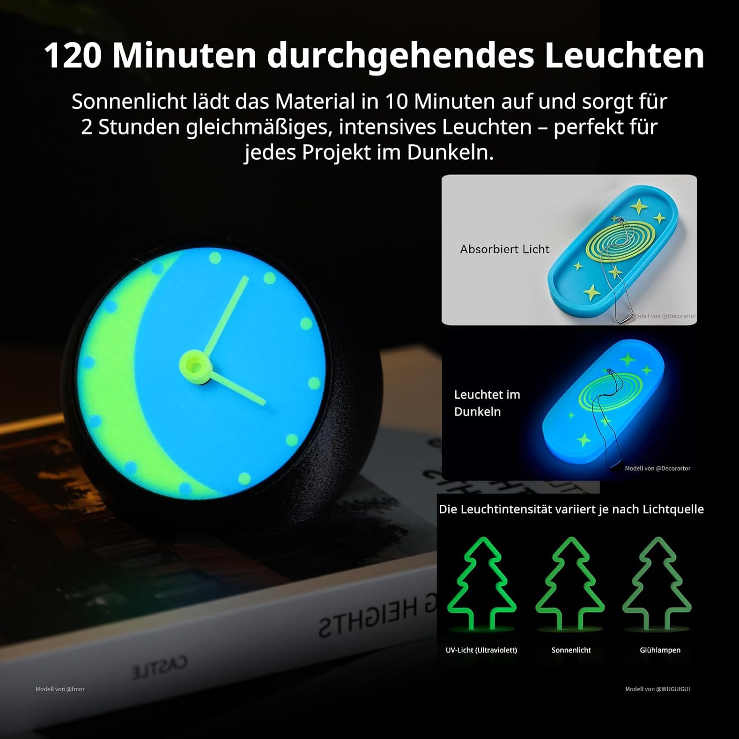 Thumbnail 2 de ANYCUBIC PLA Leuchtet Filament (Glow in the Dark), 1 kg Spule – blau im Dunkeln, mit intelligenter Identifikation