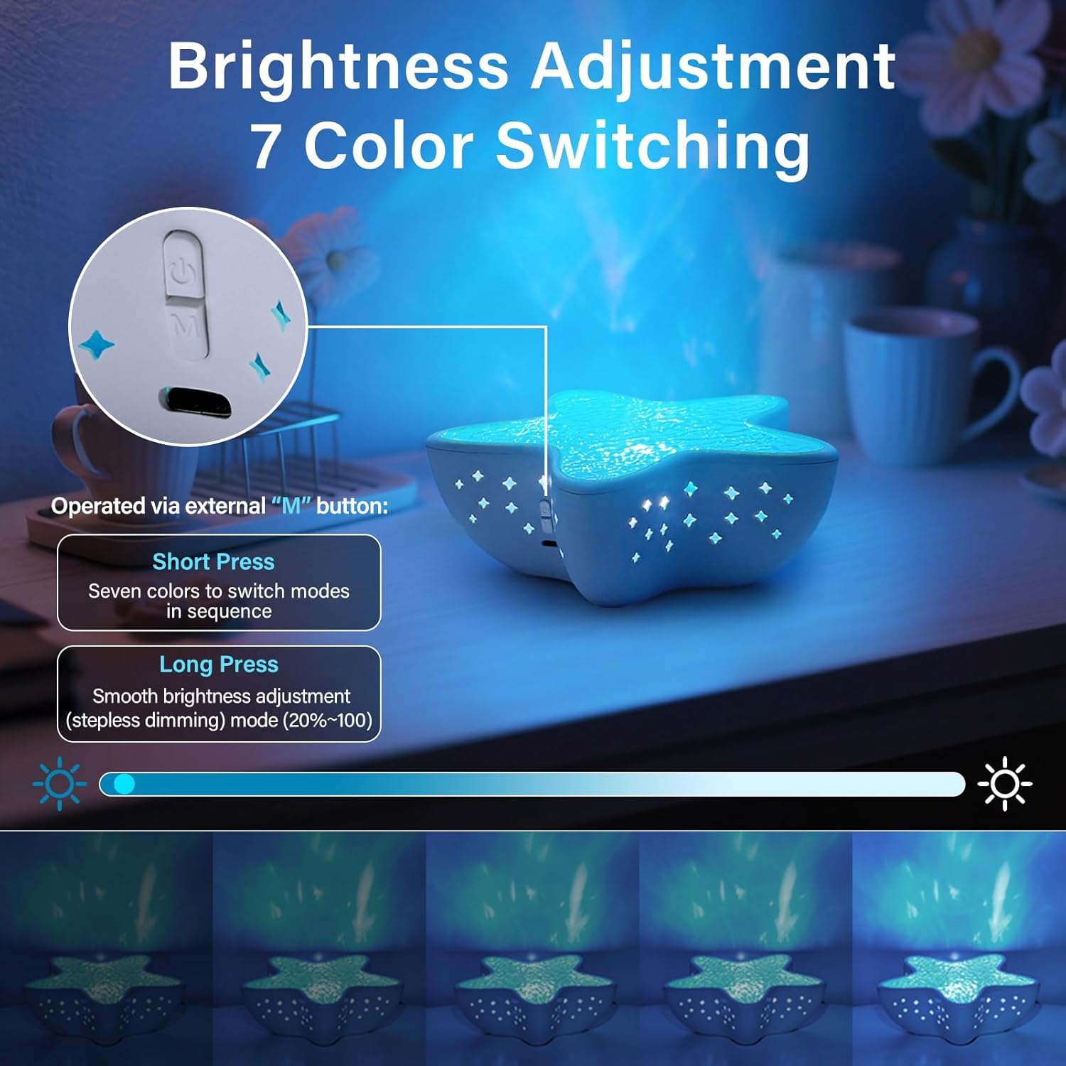 Thumbnail 1 de AmmToo Projecteur Ciel Étoilé Sans Fil — Veilleuse d'ambiance 7 couleurs, USB-C et autonomie 12h
