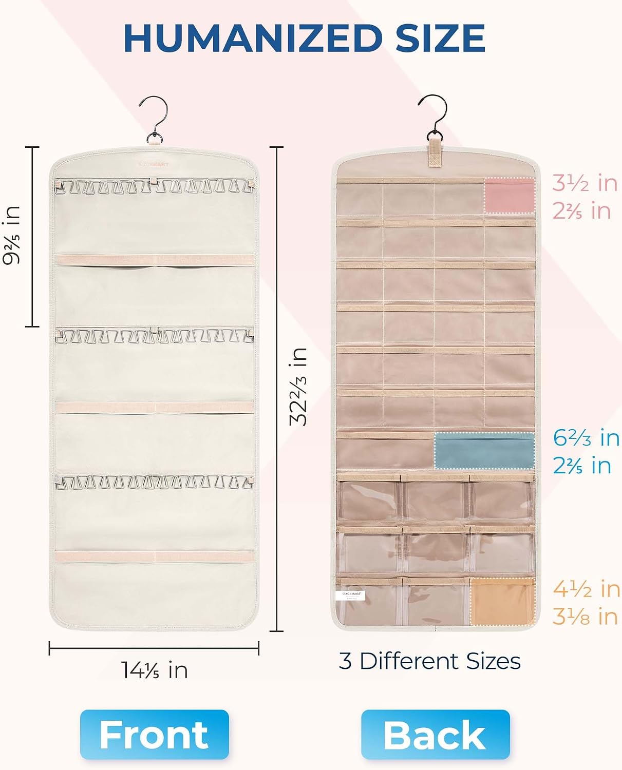 Detalle 1 de BAGSMART Hanging Jewelry Organizer, Beige