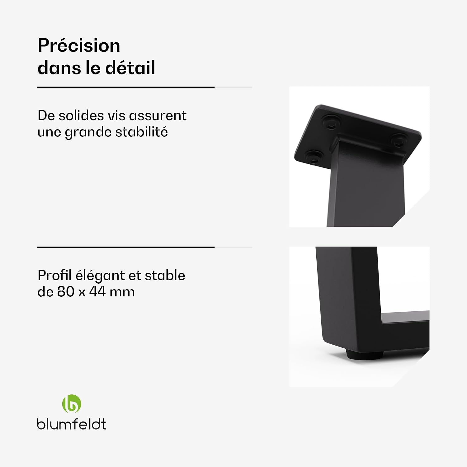 Detalle 1 de blumfeldt Ayr – stalowe nogi do stołu, 43 cm, czarne, styl industrialny