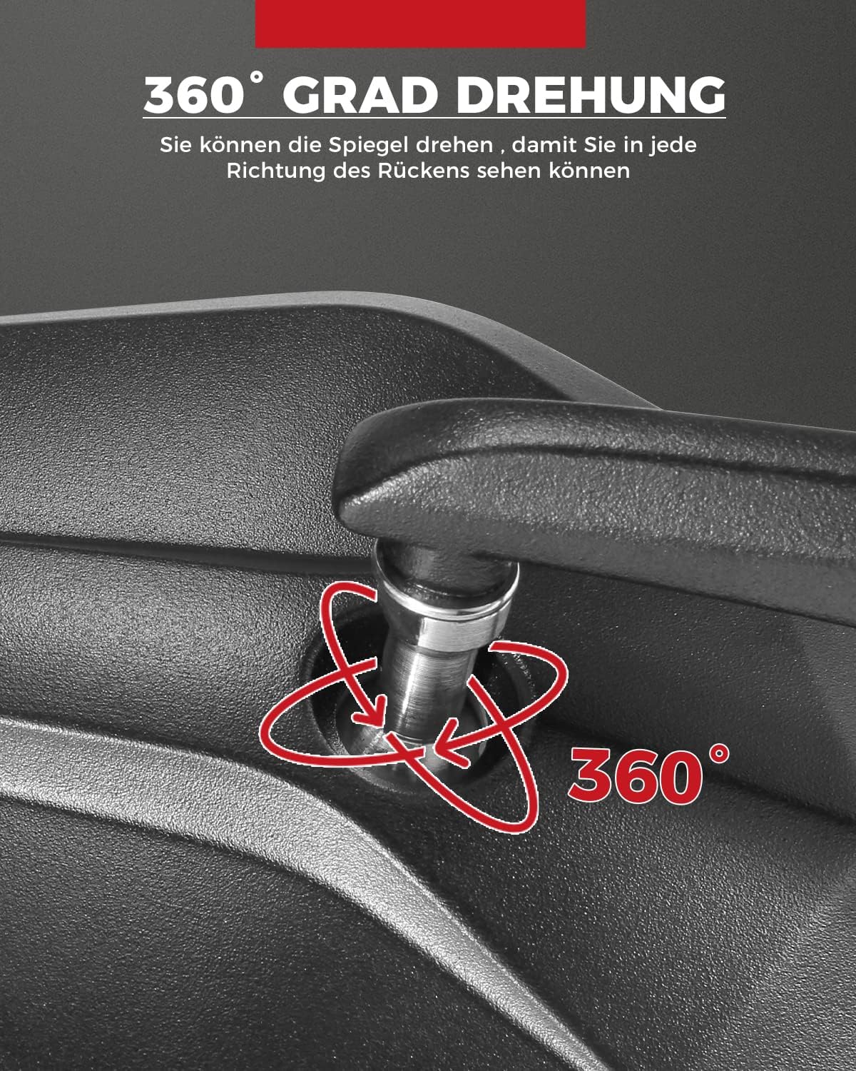 Detalle de KEMIMOTO CNC Lenkerendenspiegel – E-geprüft, 360° verstellbar, 22 mm