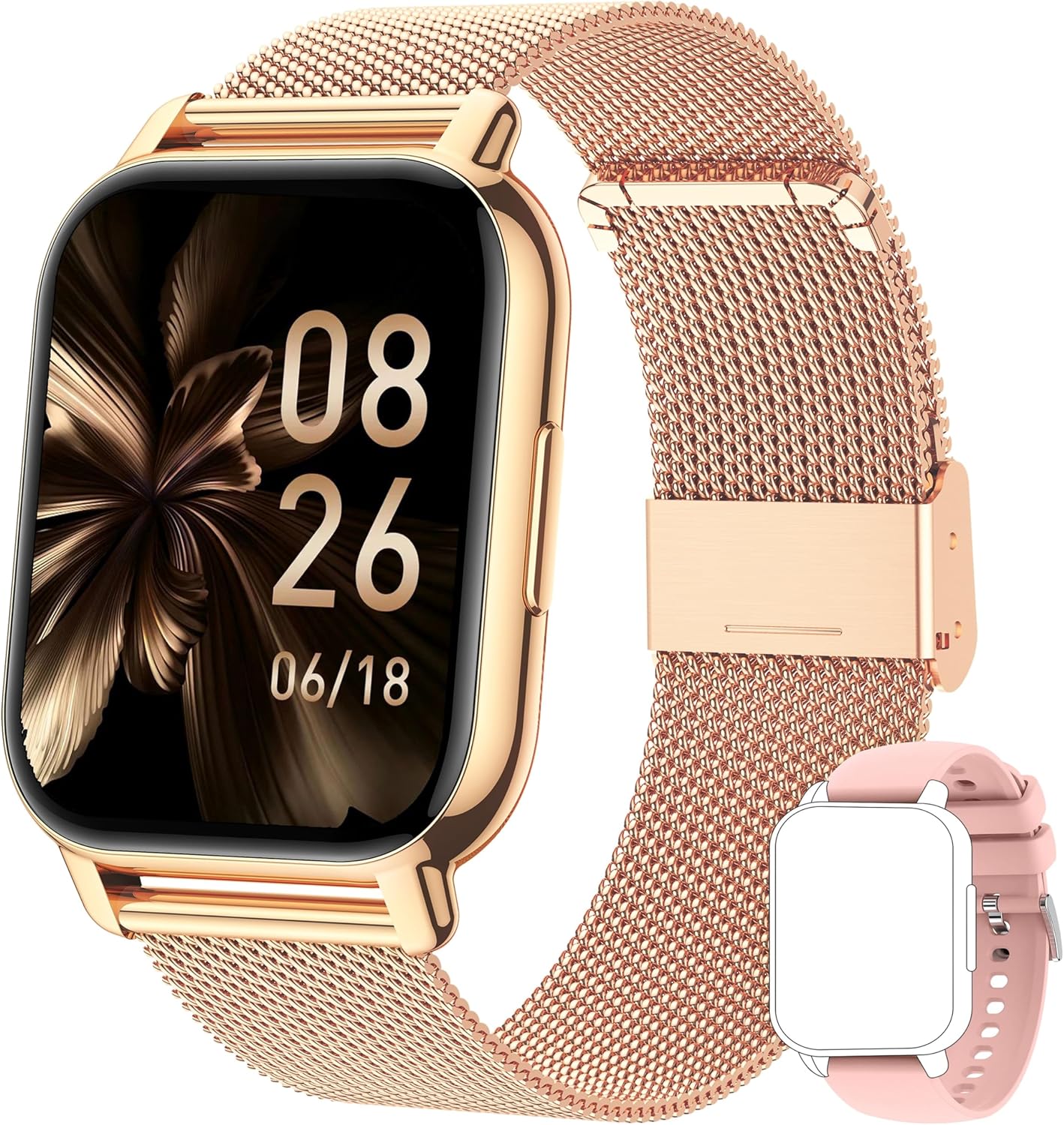 Detalle de Popglory Reloj Inteligente Mujer con llamadas, presión arterial y 100+ deportes (1.85”)