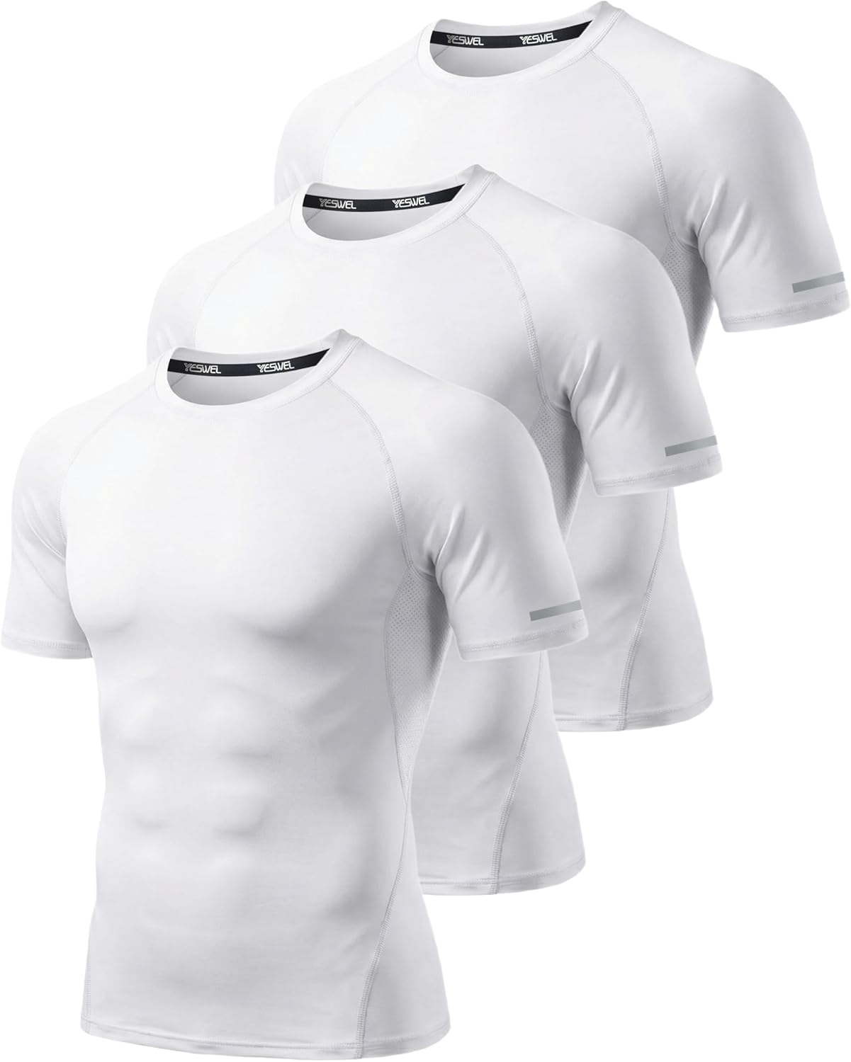 Thumbnail 6 de YESWEL 3 Pack Men's Compression Gym T-Shirts – Quick Dry, Breathable with Underarm Mesh Panels