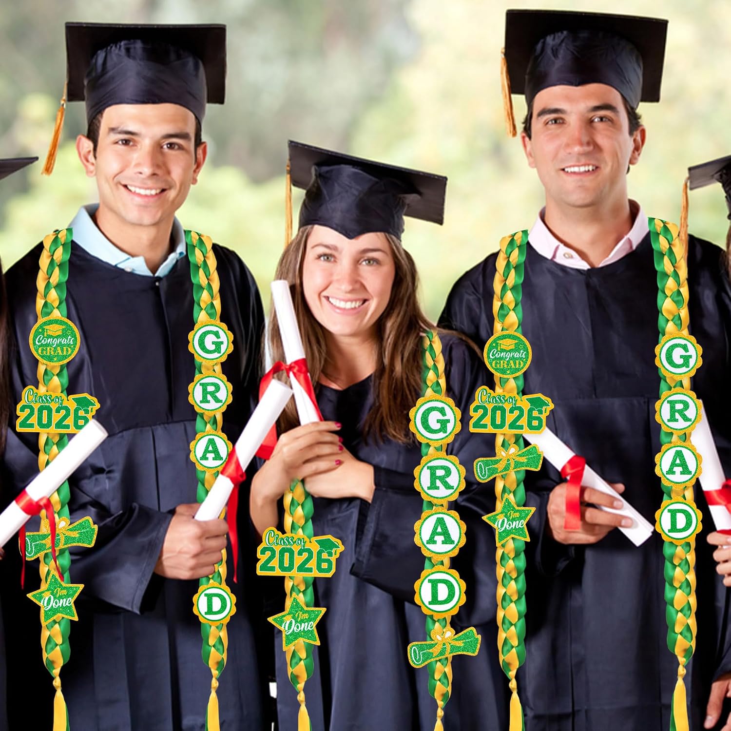 Detalle de JOTFA Graduation Lei, Green and Gold