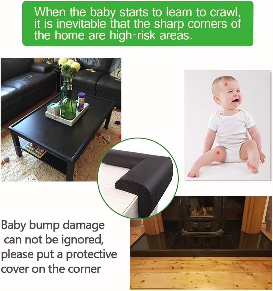 Detalle de Fairy Baby Safety Baby Edge & Corner Guards (19.7ft edge + 8 corner guards) – Black 6M